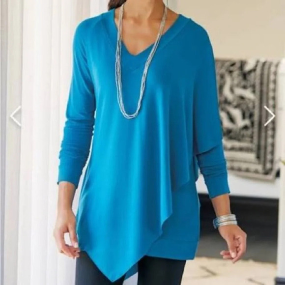 Soft Surroundings Madeline Tunic in Mykonos Blue - NEW - Size Small - Picture 1 of 8